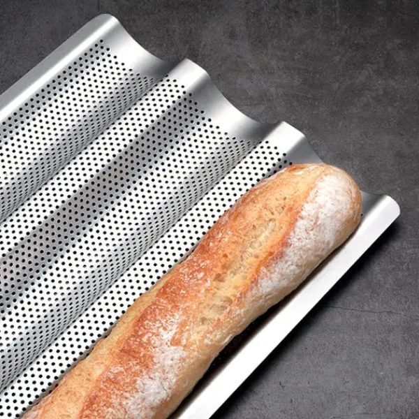 Bagning>Bageplade til baguette, i rustfrit stål
