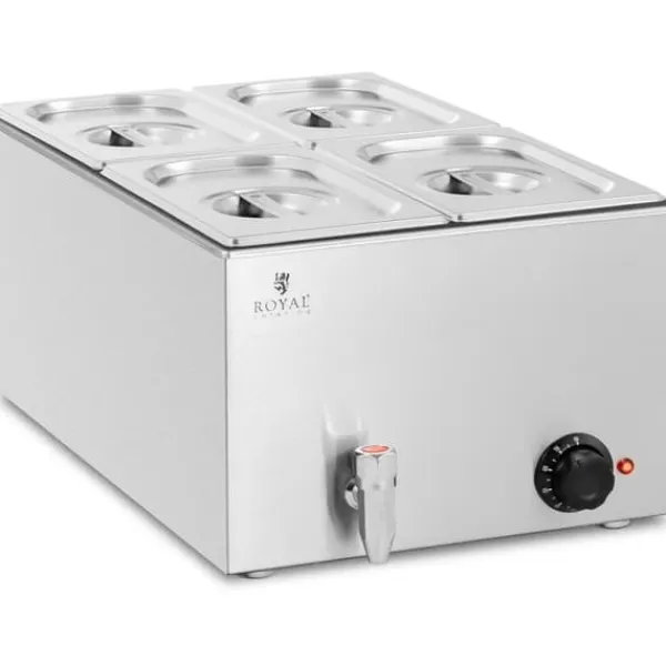 Madopvarmere>Bain marie elvarmer med vandhane 4 x GN 1/4 600 W