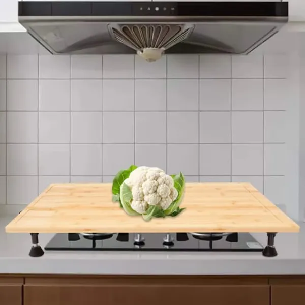 Skærebrætter>Bambus kogeplade-/komfurafdækning - Skærebræt - Rektangulær - 75 x 54 x 10 cm - Til hjem og små lejligheder - Rød