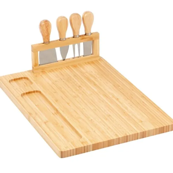 Serveringsfad & Skåle>Bambus ostebræt med knive, 5 stk.