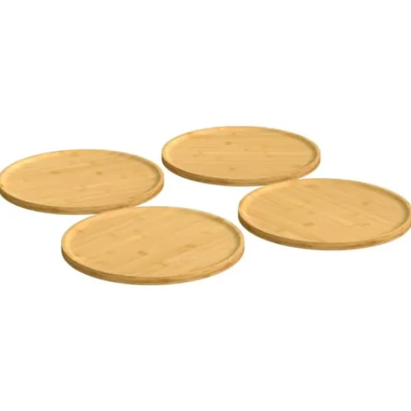 Bambus pizzatallerkener - 4 stk. Ø32x1,5 cm | Farve: Naturlig træ Clearance