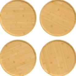 Bambus pizzatallerkener - 4 stk. Ø32x1,5 cm | Farve: Naturlig træ Clearance