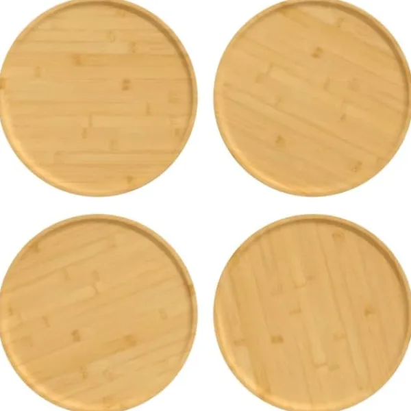 Bambus pizzatallerkener - 4 stk. Ø32x1,5 cm | Farve: Naturlig træ Clearance