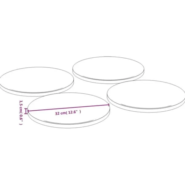 Bambus pizzatallerkener - 4 stk. Ø32x1,5 cm | Farve: Naturlig træ Clearance
