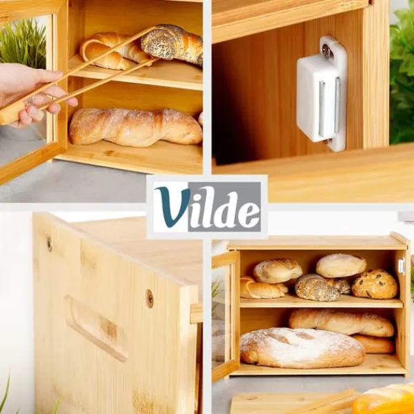 Brødkasser & Brødposer>Bambus træbrødkasse med to niveauer