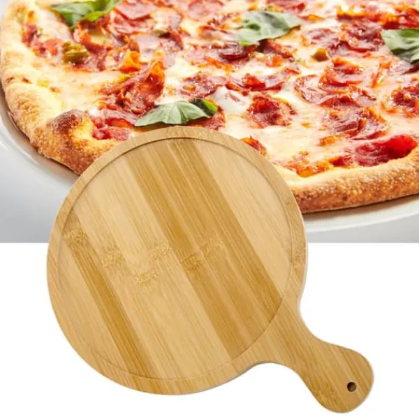 Serveringsfad & Skåle>Bambus træpizzabakke klar tekstur behagelig håndfølelse rund træpizza serveringstallerken 10 tommer til 9 tommer pizzaer