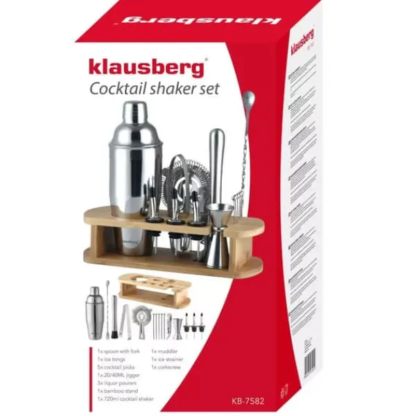 Bartendersæt 16 dele Shaker KLAUSBERG KB-7582 sølv New