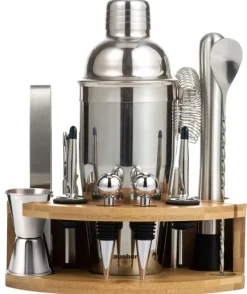 Barudstyrssæt>Bartendersæt til cocktails, 12 dele, sølvshaker, KLAUSBERG KB-7655
