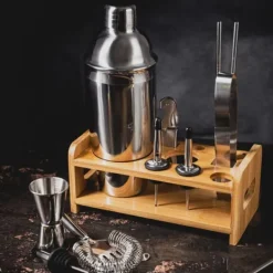 Barudstyrssæt>Bartendersæt til cocktails, 15 dele, sølvshaker, KLAUSBERG KB-7653
