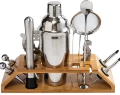 Barudstyrssæt>Bartendersæt til cocktails, 13 dele, sølvshaker, KLAUSBERG KB-7654
