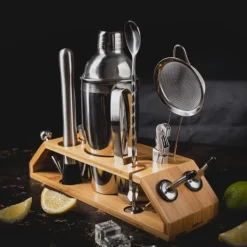 Barudstyrssæt>Bartendersæt til cocktails, 13 dele, sølvshaker, KLAUSBERG KB-7654