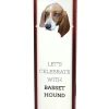 Vinflaskeholdere>Basset Hound - en geometrisk æske med et foto og en inskription til Art-Dog vin