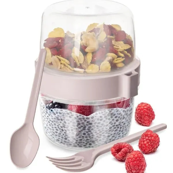 Beholdere Til Mad & Drikkevarer>Beholder yoghurtkop med ske madkasse 370 ml