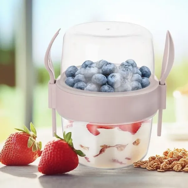 Beholdere Til Mad & Drikkevarer>Beholder yoghurtkop med ske madkasse 370 ml