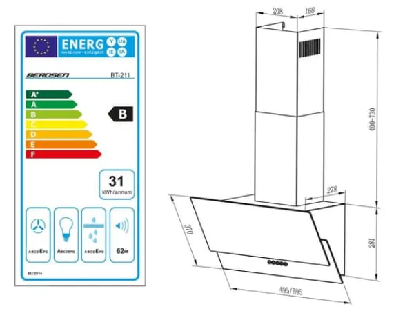 Emhætter>Berdsen BT-211 60 cm emhætte sort