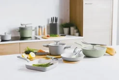 BergHOFF 26 cm Sautpanna med lock - Balance Moonmist med glaslock och keramisk non-stick, induktionssker New