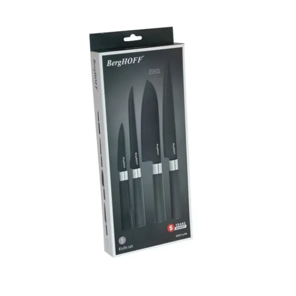 Køkkenknive>BergHOFF 4-delars knivset - Prime-serien med keramiskt belagda blad och halkfria handtag fr enkel frberedelse.