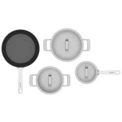 BergHOFF 7-delars kokkrlsset - Uqonic-serien med tervunna stlkastruller och CeraGreen non-stick stekpanna Outlet