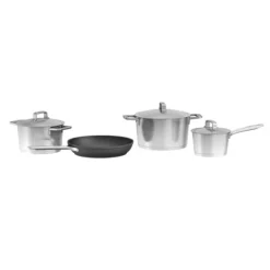 BergHOFF 7-delars kokkrlsset - Uqonic-serien med tervunna stlkastruller och CeraGreen non-stick stekpanna Outlet