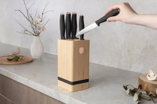 BERLINGER HAUS Black Rose BH-2970 bambus knivblok sæt, 6 stk. Hot