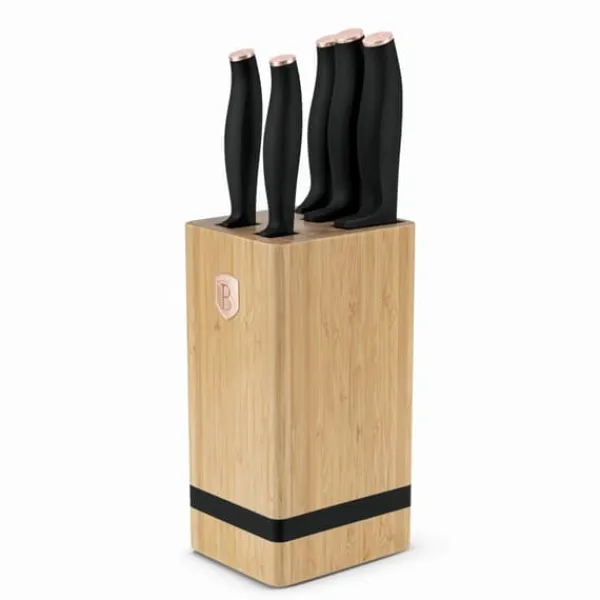 BERLINGER HAUS Black Rose BH-2970 bambus knivblok sæt, 6 stk. Hot