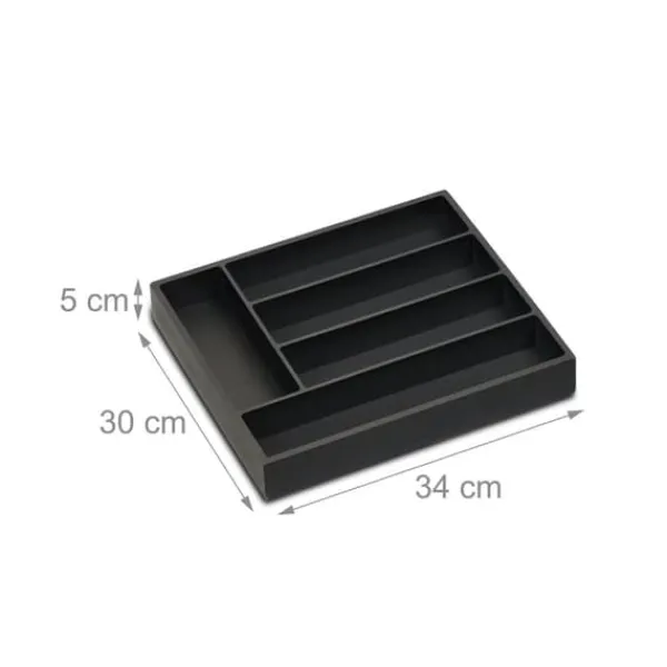 Bestikbakke, 5 rum, 5x34x30 cm, Sort Clearance