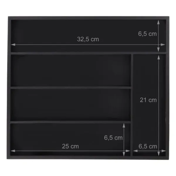 Bestikbakke, 5 rum, 5x34x30 cm, Sort Clearance