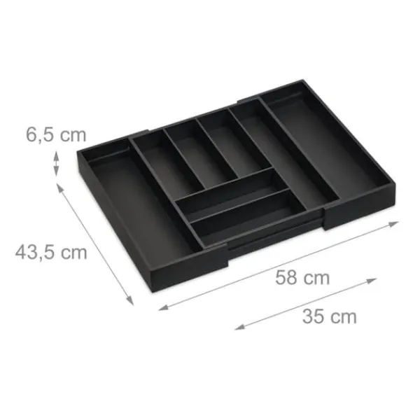 Bestikbakke, Bambus, 35x43.5x6.5 cm, Sort Discount