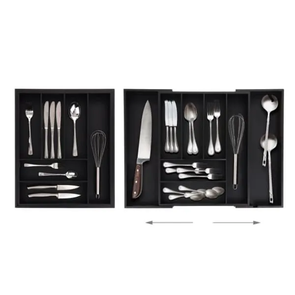 Bestikbakke, Bambus, 35x43.5x6.5 cm, Sort Discount