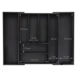 Bestikbakke, Bambus, 35x43.5x6.5 cm, Sort Discount