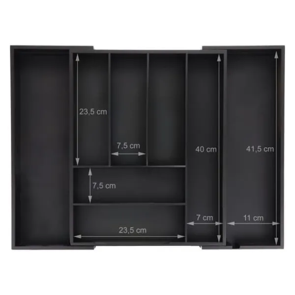 Bestikbakke, Bambus, 35x43.5x6.5 cm, Sort Discount