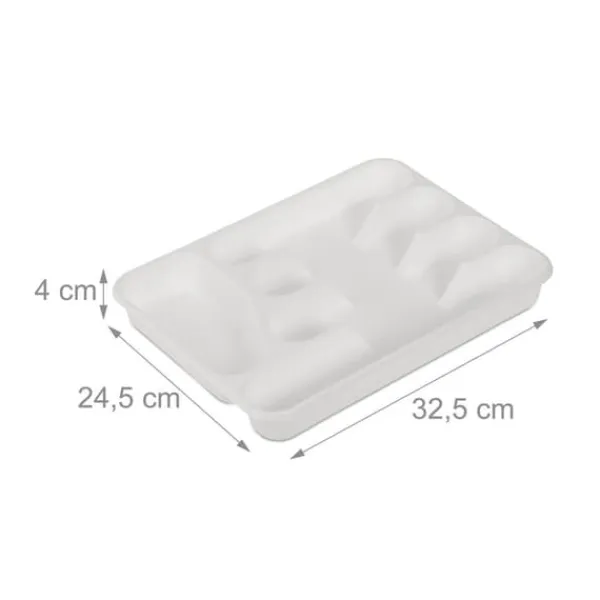 Opbevaringssystem Til Køkkenskuffer>Bestikbakke sæt, 4x24,5x32,5 cm, hvid