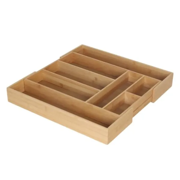 Opbevaringssystem Til Køkkenskuffer>Bestikbakke, Udtrækkelig Bambus, 6,5x49,5x33 cm, Naturlig