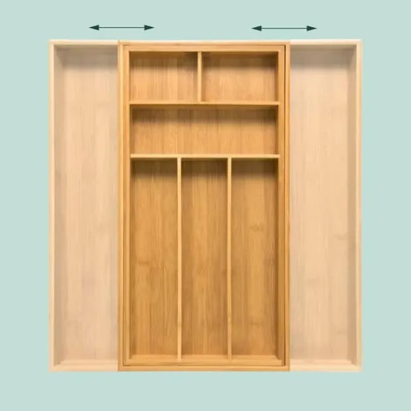 Opbevaringssystem Til Køkkenskuffer>Bestikbakke, Udtrækkelig Bambus, 6,5x49,5x33 cm, Naturlig