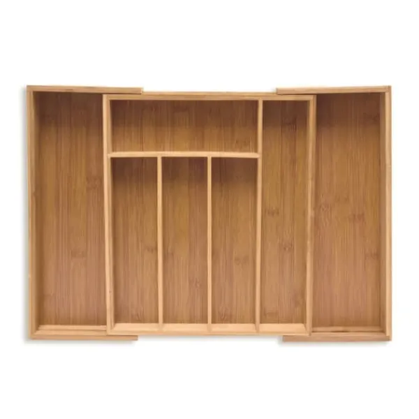 Opbevaringssystem Til Køkkenskuffer>Bestikbakke, Udtrækkelig Bambus, 6.5x38x35.5 cm, Natur