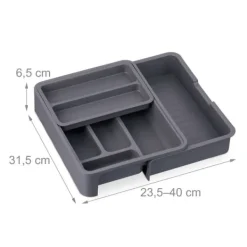 Bestikbakke, 6,5x23,5x31,5 cm, Grå Outlet