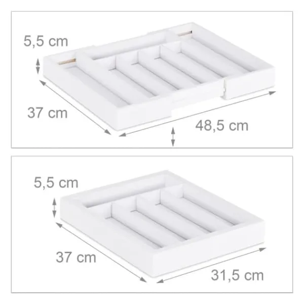 Bestikbakke, 5,5x48,5x37 cm, Hvid Outlet