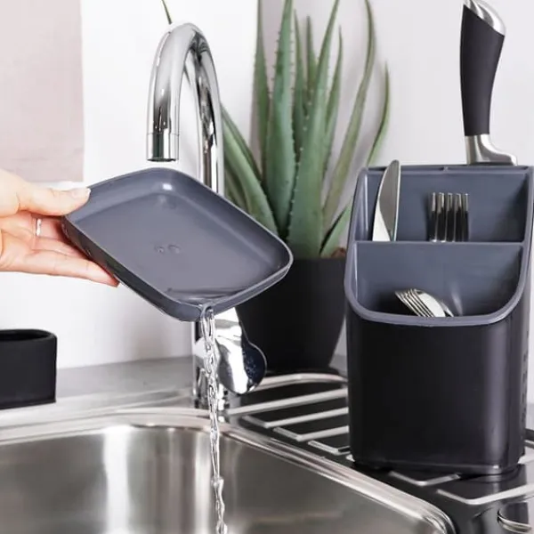Køkkenorganisering>Bestikkurv til afdrypning, sort
