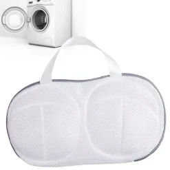 BH vasketøjstaske med dobbelt lynlås polyester antideformation mesh vaskeposer til vaskemaskine lysegrå Best