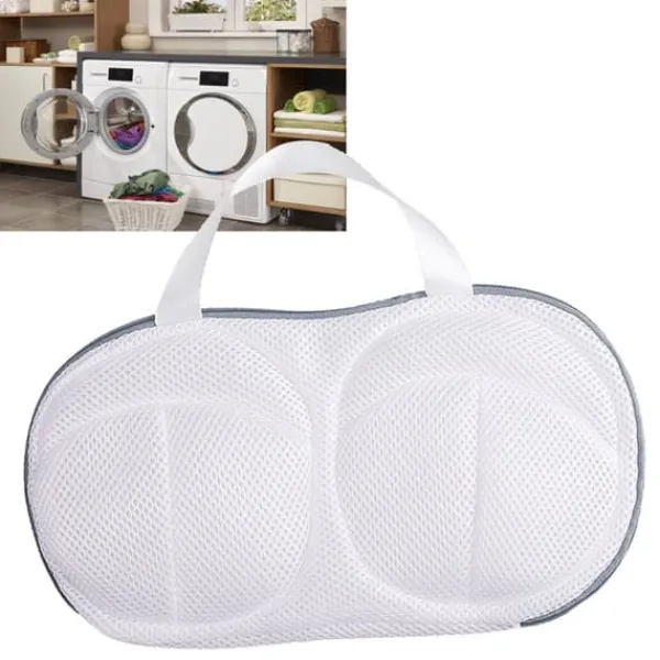 BH vasketøjstaske med dobbelt lynlås polyester antideformation mesh vaskeposer til vaskemaskine lysegrå Best