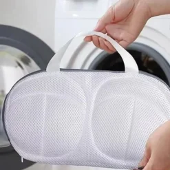 BH vasketøjstaske med dobbelt lynlås polyester antideformation mesh vaskeposer til vaskemaskine lysegrå Best