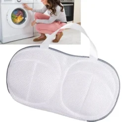BH vasketøjstaske med dobbelt lynlås polyester antideformation mesh vaskeposer til vaskemaskine lysegrå Best