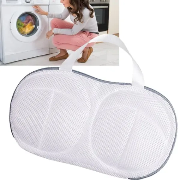 BH vasketøjstaske med dobbelt lynlås polyester antideformation mesh vaskeposer til vaskemaskine lysegrå Best