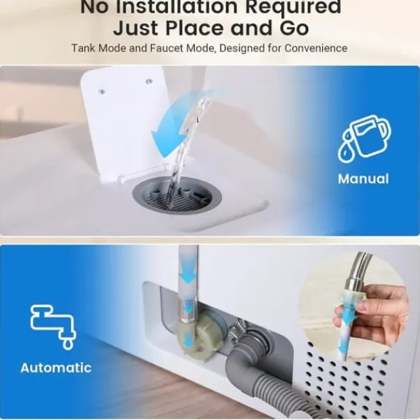 Opvaskemaskiner>BH-6-CDW1 Bærbar bordopvaskemaskine med app-styring, 5,2 l tank, 9 programmer, PTC varmlufttørring, 3D 360° sprøjte, EU-stik