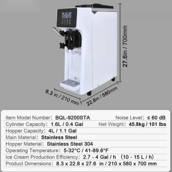 Blød is-kræmmemaskine 10L/t, Single Flavor, bordmodel til lækre is-desserter. New
