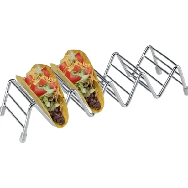bølgeformet rustfrit stål mexicansk tacoholder display stativ skal rack 4-5 slots
