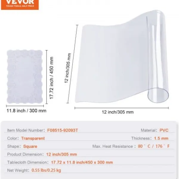 Bordbeskytter, 30.5x30.5 cm, Transparent, PVC plast New