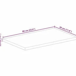 Bordplade i massivt mangotræ - Rektangulær | Størrelse: 60x30x3,8 cm Sale