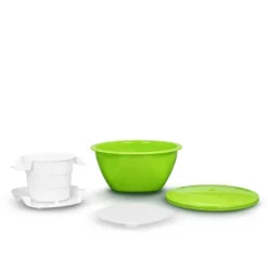 Yogurtmaskiner>Borner Cheesemaker & Multimaker med frisk låg, sigte salatskål serveringsskål, lav din egen flødeost hjemme grøn