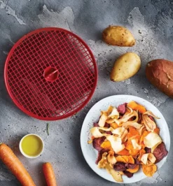 Borner Crispymaker sæt med 2, veganske chips, grøntsagschips, mikrobølge-kartoffelchips, fedtfri chips, gulerodschips, æblechips Discount
